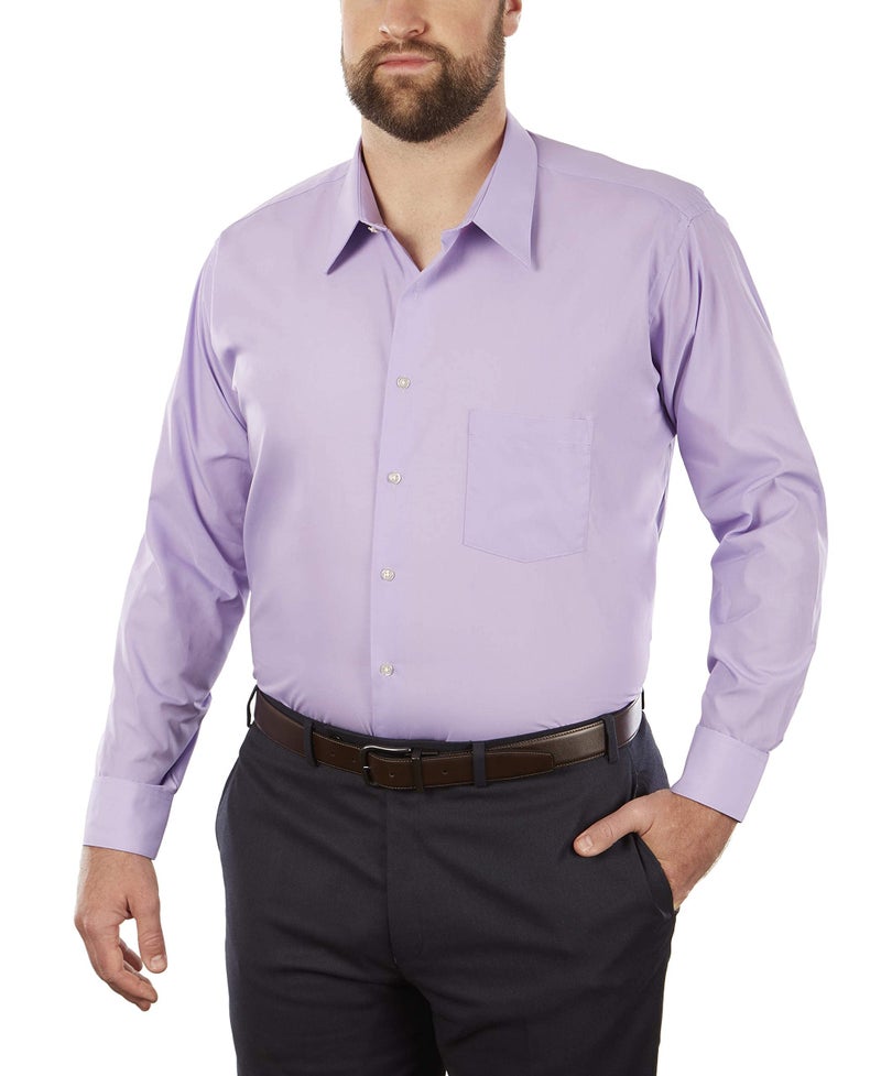 Van Heusen Men's Big Fit Dress Shirt Poplin Solid (Big and Tall), Lavender, 18.5" Neck 34"-35" Sleeve - Image 1